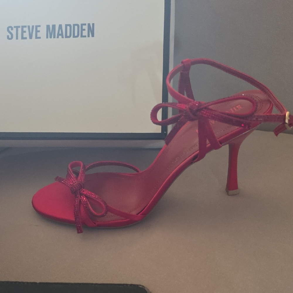 Steve Madden Red Bow-Strap Stiletto Sandals